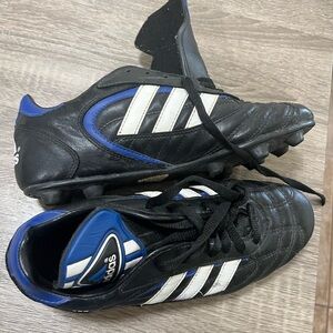 Vintage Adidas Black and Blue Soccer Boots.
